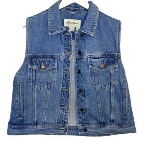 EDDIE BAUER Blue Denim Button Up Jean Jacket Vest